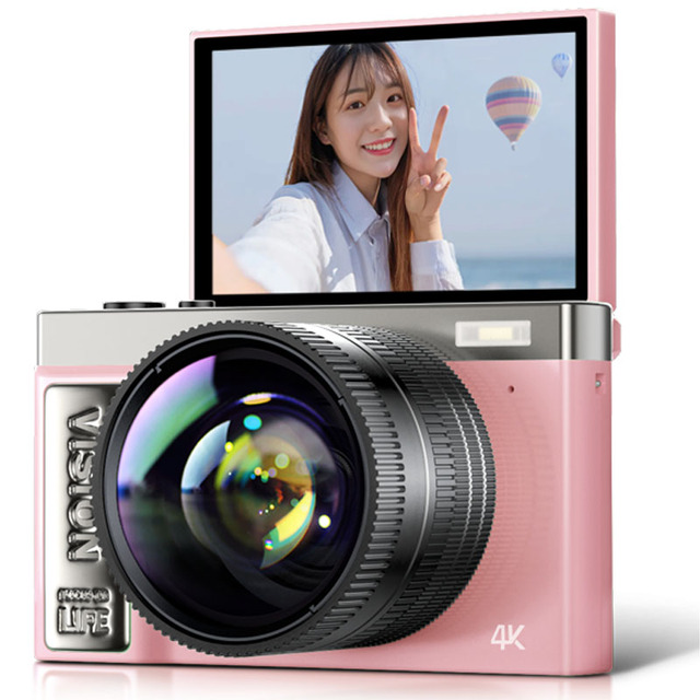 BENJIE 4K Digital Vlogging Camera with Anti-Shake Autofocus 3.0 Inch IPS Flip Screen 16x Zoom and CCD Compatible with SD Card