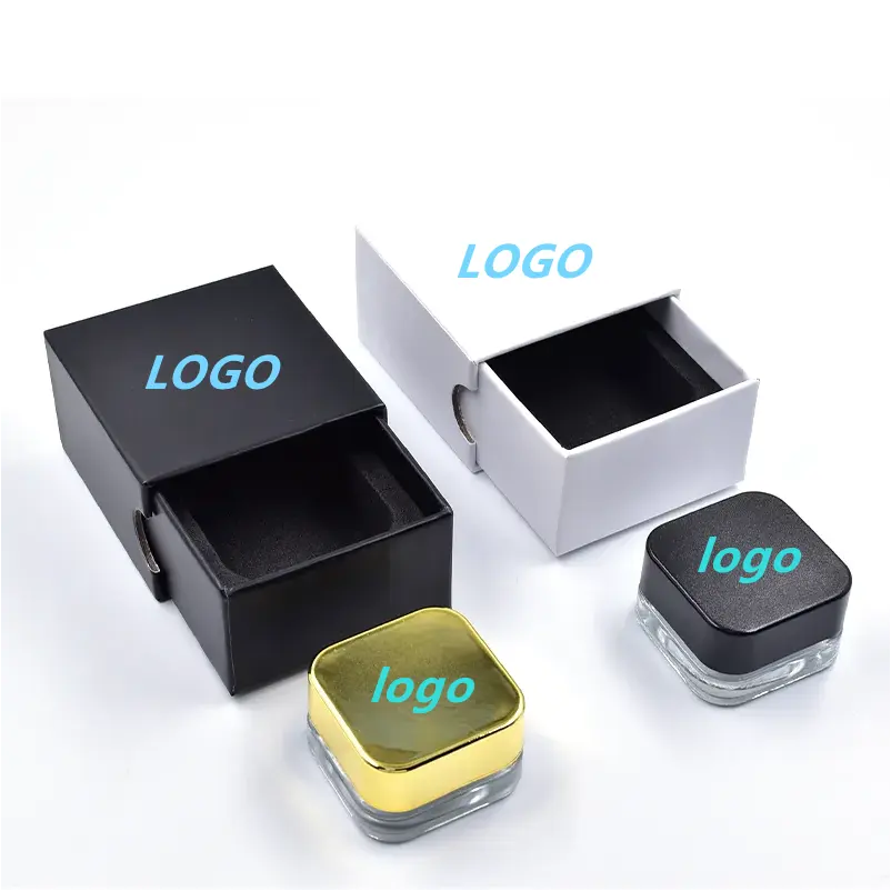 कस्टम ध्यान केंद्रित कंटेनर ग्लास जार पैकेजिंग 1g 3 जी 5g ध्यान केंद्रित जार पैकेजिंग बॉक्स