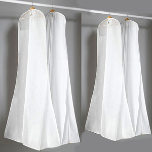 Couverture anti-poussière pour vêtements de mariage pour dames, sac de robe de traîne épais double face blanc non tissé - Product Image 4