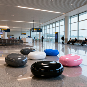 Custom Color FRP Pebble Chair Modern Hospital Waiting Bench Unique <b>Stool</b> for Clinics - Product Image 3