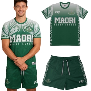Kaos dan Celana Pendek Custom Motif Maori dengan Cetak Sublimasi, Kaos Latihan Lengan Pendek Custom Tag, Set Jersey dan Celana Pendek - Product Image 1