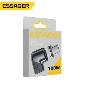 Essager 2022 7圈l形设计黑白100W 5A弯头磁性Adptor