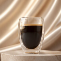 Eiförmige Doppelwandige Glas-Kaffeetasse Isolierter Klarer Becher für Zuhause Café Bar