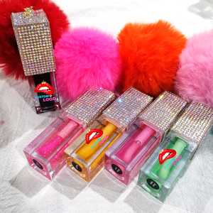 Thấp moq Vegan hương liệu dầu nhãn hiệu riêng kim cương màu thay đổi Lip Plumper dễ thương Son bóng hương vị dưỡng ẩm môi dầu Keychain - Product Image 2