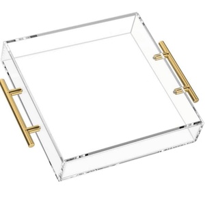 Manufacturer Custom High-End Elegant Gold Accent Acrylic Serving Tray for Kitchen - Product Image 2