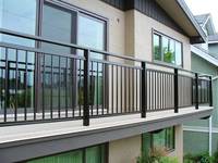 Système de garde-corps modulaire en aluminium noir thermolaqué pour balcon, véranda, patio, terrasse, escalier extérieur