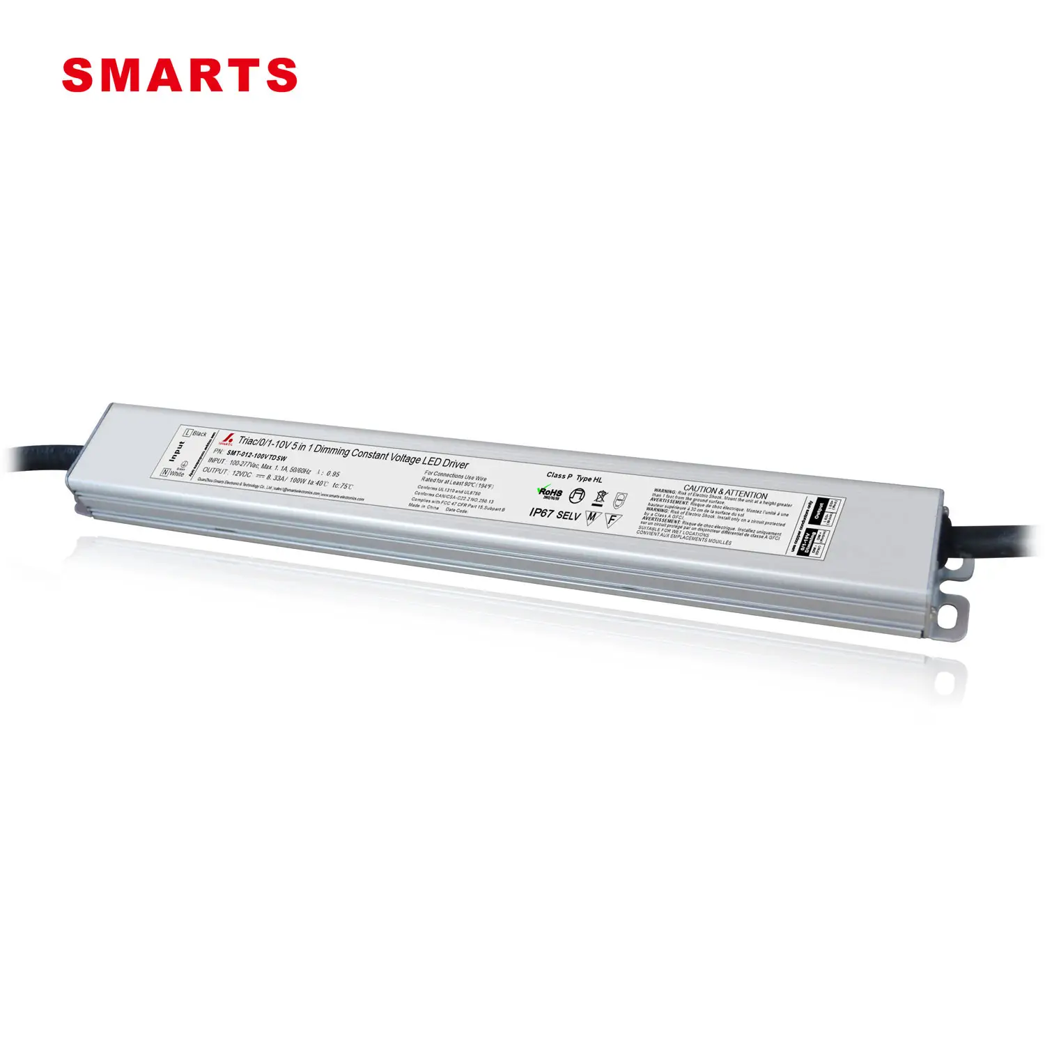 UL triac + 0-10v pwm dimmable 슈퍼 슬림 led 전원 공급 장치 12v 100w