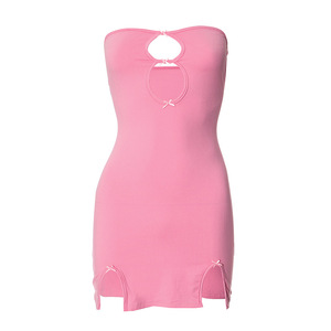 Vestido ajustado hueco <span class=keywords><strong>sexy</strong></span> de primavera y verano para mujer con lazo sin tirantes y falda abrazada a la cadera - Product Image 5