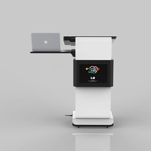 แท่นบรรยายปรับระดับความสูงได้แบบเรียบง่ายสำหรับแล็ปท็อป พร้อมล้อเลื่อนและโต๊ะปรับระดับความสูงด้วยไฟฟ้า แท่นนำเสนอภาพและเสียง - Product Image 5