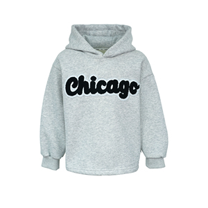 <span class=keywords><strong>Felpa</strong></span> per Bambini, <span class=keywords><strong>Felpa</strong></span> con <span class=keywords><strong>Cappuccio</strong></span> per Bambini, <span class=keywords><strong>Felpa</strong></span> Girocollo per Bambini, Pullover Grigio con Patch a Lettere in Ciniglia per Bambine, Commercio all'Ingrosso - Product Image 2