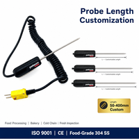 Sonde de température HUADONG 304 SS avec thermocouple et connexion à la terre, avec poignée et câble, pour la cuisson alimentaire et la chaîne du froid