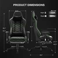 Chaise de jeu Trazers noir vert haut-parleurs de massage chaise en cuir PU édition de course chaise de jeu Cadeira avec repose-pieds