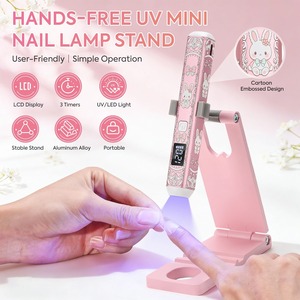 5-in-1 Cute Rabbit UV Nail <b>Lamp</b> Stand, Rechargeable LED Light with 3 Timer Modes, Foldable Stand for Cat Eye & Rhinestone Nails - Product Image 2