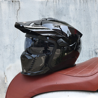 Casco Integral Retro Estilo Chino para Hombre y Mujer, Ligero, de Fibra de Vidrio y Carbono, para Motociclismo Urbano y de Paseo, para Todas las Estaciones