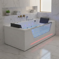 Baignoire d'angle autoportante en acrylique pour adultes, avec jets d'air, nouvelle conception COMO, blanche, baignoire à remous, baignoire hydromassante