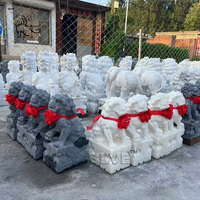 BLVE extérieur jardin décoratif pierre naturelle Lion Statue grandeur nature chinois Foo chien Sculpture