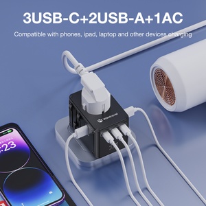 Wontravel Universal International <b>Plug</b> Adapter All in One Multi Function 5 Port <b>USB</b> Travel Adapter 35W - Product Image 2