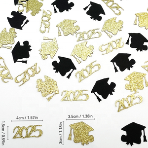 Coriandoli per Laurea 2026, 100 Pezzi, Glitter per Centrotavola, Cappello e Stella, Coriandoli Neri e Oro per Festa di Laurea - Product Image 3