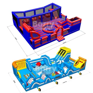 Cool Children Indoor Inflatable Theme Parks , Inflatable Combo Obstacle Course and Sport Game