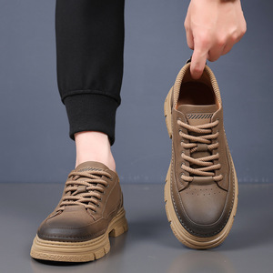 Chaussures Chunky pour Hommes, Rétro, en Cuir PU, Bout Rond, Lacets, Semelle en Caoutchouc Amortie, Chaussures Casual Toutes Saisons - Product Image 4