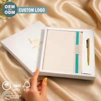 Ensemble cadeau d'entreprise A5, logo personnalisé, cuir PU, estampage à chaud dorée, couverture rigide, fournitures de bureau professionnelles, carnet de réunion
