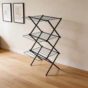 Séchoir à linge pliable portable à 3 niveaux en métal antirouille, support à vêtements robuste multifonctionnel et peu encombrant, porte-serviettes - Product Image 1