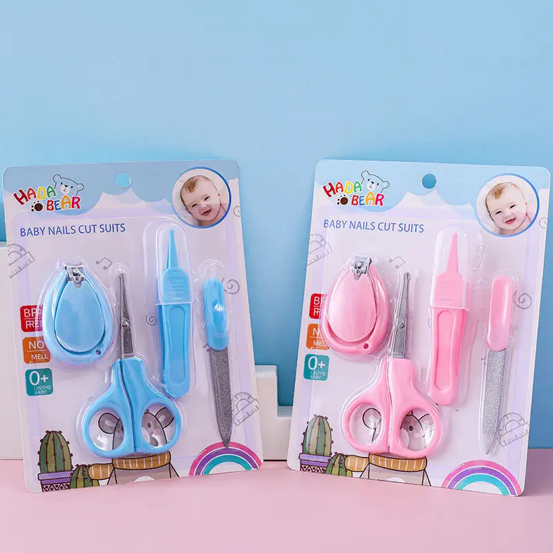 4 piezas de uso doméstico para niños, herramienta de corte, niño recién nacido, juego de cuidado del cabello de uñas, Kit de aseo para bebés con caja