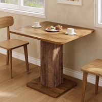 Table de cuisine compacte 35,43 po (L) x 31,5 po (L), petite table à manger pour 2 à 4 personnes avec base cannelée, table de dîner moderne style ferme
