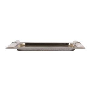 Vassoio decorativo in metallo con manici in pietra per decorare il tavolino da caffè, elegante complemento d'arredo per la casa, per gioielli o oggetti decorativi. - Product Image 4