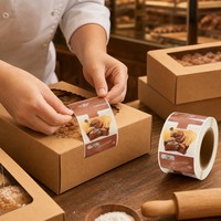 Rouleau d'étiquettes imperméables pour boulangerie, emballage de gâteaux au chocolat et pâtisseries, rouleau de papier adhésif avec revêtement, sans danger pour les aliments