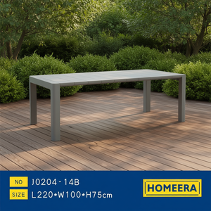 Tavolo da Esterno Homeera L220cm L100cm H75cm, Resistente alle Intemperie, Design Moderno, Grigio in ABS con Protezione UV - Product Image 2
