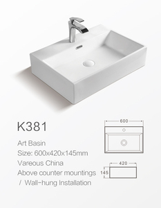 Lavabo rectangulaire en céramique suspendu pour salle de bain, vasque murale - Product Image 6