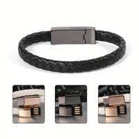 Cross-Border PD Fast Charging 3A Bracelet tissé en cuir Ligne de données Longueur de 20cm avec câble de 1m pour charger le bracelet court Treasure