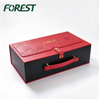 Boîte cadeau rigide en similicuir personnalisée Forest Packing avec logo gaufré et boucle métallique pour vin, thé, cadeaux d'entreprise et de fêtes