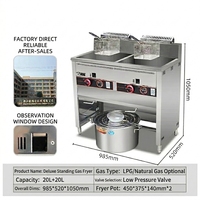 Nouvelle friteuse à gaz double cylindre en acier inoxydable 20L+20L, cuve profonde, haute productivité, pour la friture de poulet, idéale pour les commerces alimentaires et les hôtels