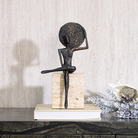 Sculpture abstraite décorative vintage en bronze noir pour commande en gros, ornement, cadeau d'entreprise, fourniture, art de bureau