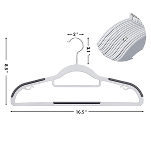 Ensemble de 10 <span class=keywords><strong>cintres</strong></span> en plastique épaissis, sans trace, <span class=keywords><strong>pour</strong></span> vêtements secs et humides, avec crochet métallique pivotant à 360°, <span class=keywords><strong>bandes</strong></span> antidérapantes, économie d'espace dans la garde-robe - Product Image 5