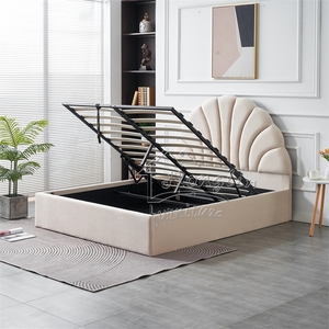 Modern European Luxury Tufted Gas Lift <strong>Underbed</strong> Storage Platform <strong>Bed</strong> with Metal Frame for Bedroom Furniture - Product Image 1