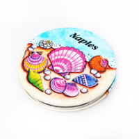 Cadeaux Petit miroir de maquillage portable à imprimé floral Poche à fleurs ronde Souvenir Miroir compact personnalisé en faux cuir