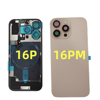 Pour iphone 16 PRO 16 PRO MAX verre arrière avec câble de charge sans fil et cadre lunette plaque métallique anneau magnétique