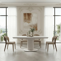 Ensemble de table à manger extensible en pierre frittée de style nordique moderne, rectangulaire, 4 à 6 places