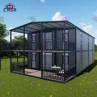 Maison conteneur pliable à double aile de 40 pieds, prête à l'emploi, cabine préfabriquée, chambre à coucher extensible, villa conçue pour le panneau sandwich en acier