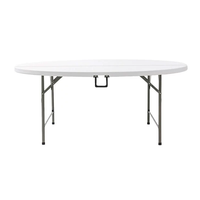 JDZZ-89 Mesa de Picnic Plegable Redonda de Plástico HDPE de 4, 5 y 6 Pies, Mesas de Comedor Plegables por la Mitad con Asa