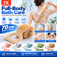 Sangle de douche exfoliante double face en silicone Jinke de 60 cm avec poignées, pour le corps et le dos, serviette de bain douce et moussante