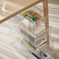 Organisateurs de tiroirs empilables en acrylique Accessoires de bureau en plastique transparent Boîtes de rangement en plastique
