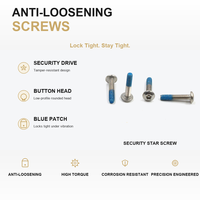 Vis de machine Torx à cinq points en acier inoxydable 304, avec patch en nylon bleu, anti-vibration, autobloquante, M2 à M10