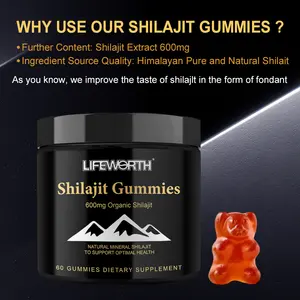 Lifeworth Relaxing Energy Boost et soutien mitochondrial Vb6 Per Gummy Ashwagandha Shilajit Extract Gummies