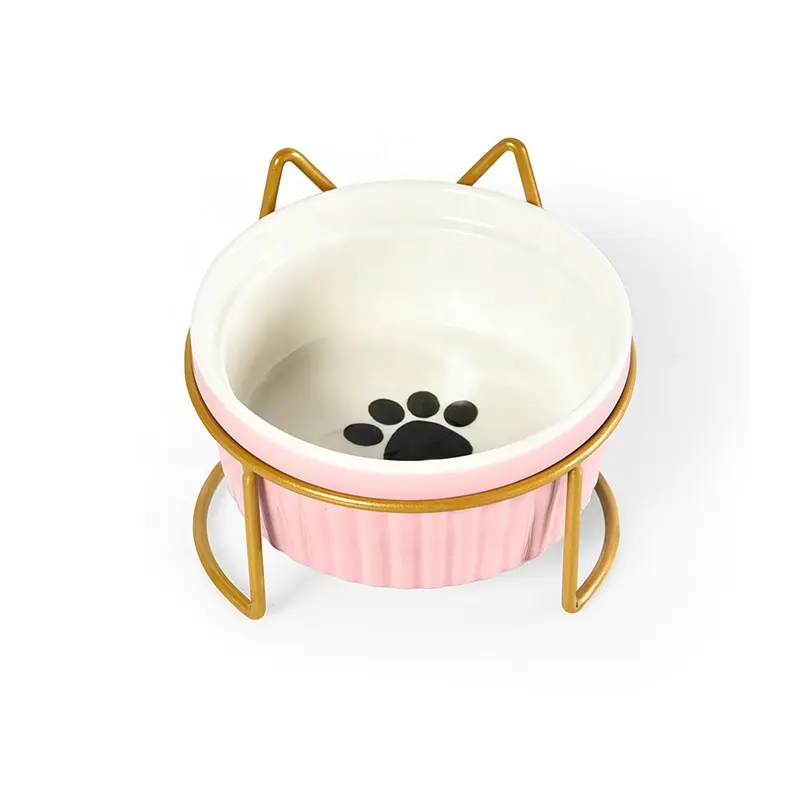 Ciotola per alimenti per animali domestici singola e carina ciotola rialzata per cani e gatti in ceramica facile da pulire per animali domestici