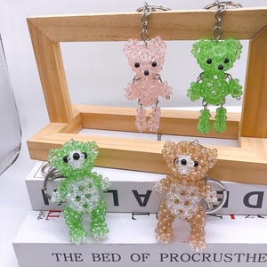 Customize Accepted Cartoon Kids Birthday Gifts Clear Acrylic Beads Handmade <b>Cute</b> Car Keyring Bag Accessories Punk <b>Bear</b> Keychain - Product Image 1