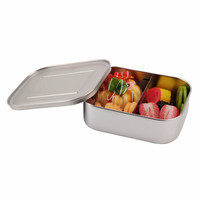 Boîte à lunch en métal de grande taille et épaisse de 1500 ml, récipient de style bento avec séparateur amovible